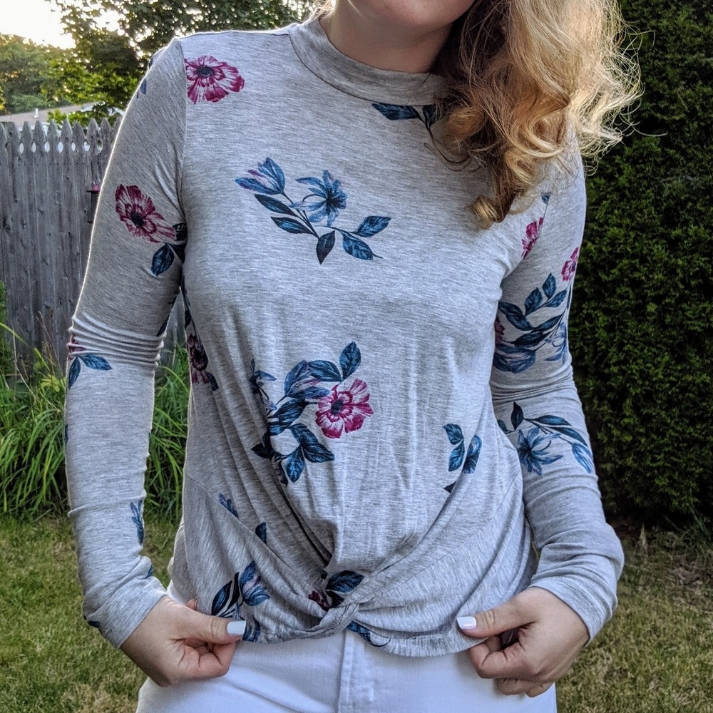 Pink Republic | Floral Mockneck Longsleeve Tee